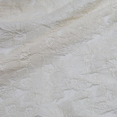Floral Embossed Brocade - Ivory White 3D Flower Fabric For Wedding Dress