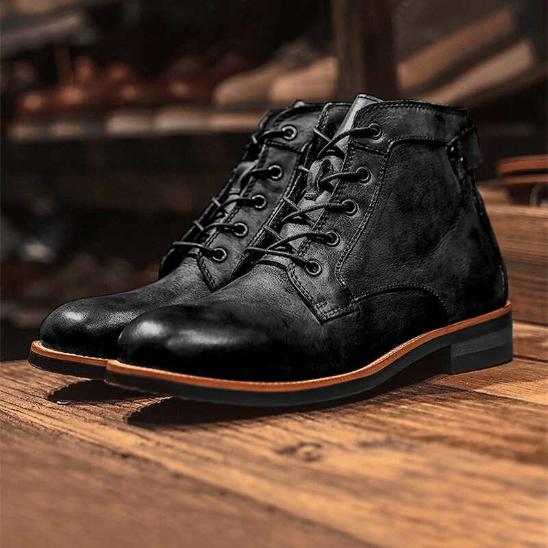 Mens Genuine Leather Waterproof Non-slip Arch Support Vintage Casual Chukka Boots