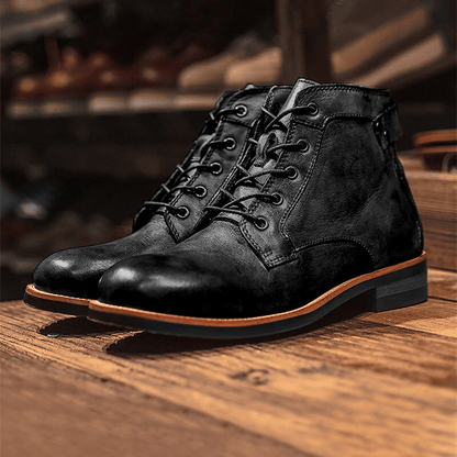 Mens Genuine Leather Waterproof Non-slip Arch Support Vintage Casual Chukka Boots