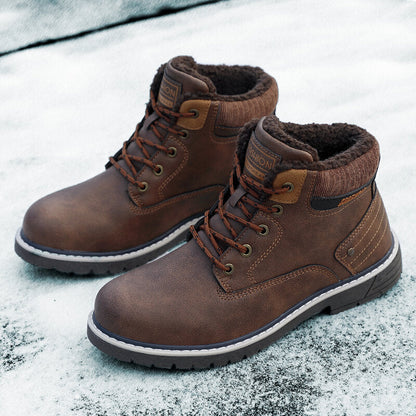 Men Outdoor Slip Resistant Warm Plush Lining Waterproof Snow Ankle Boots