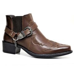 2022 Men's Ankle Boots With Thick Heel And Pointed Toe Belt Buckle