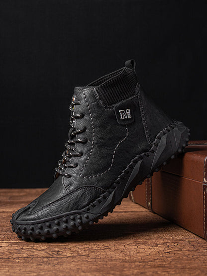 Men Retro Microfiber Leather Non Slip Casual Ankle Boots