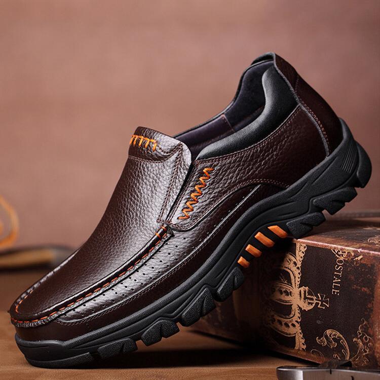 2022 Cow Leather Waterproof Comfy Non Slip Soft Slip On Casual Shoes
