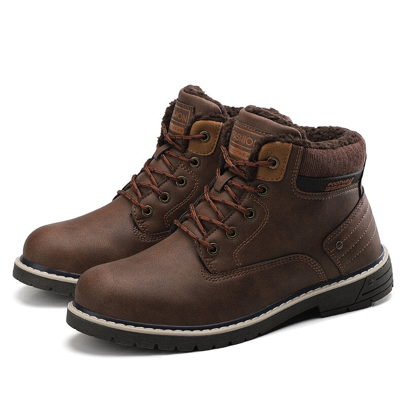 Men Outdoor Slip Resistant Warm Plush Lining Waterproof Snow Ankle Boots