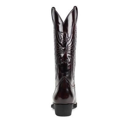 Pointed-toe High-heeled Denim Embroidered High Boots