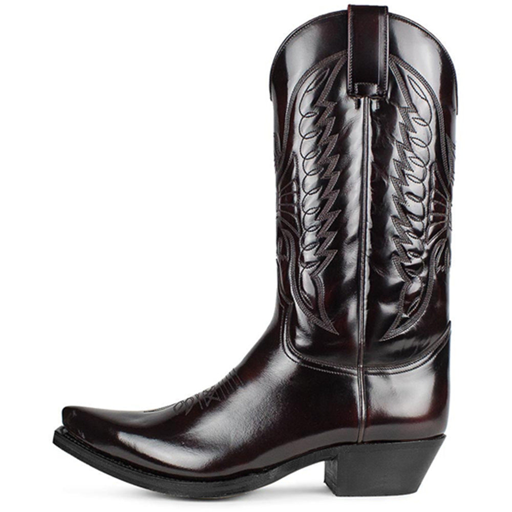 Pointed-toe High-heeled Denim Embroidered High Boots