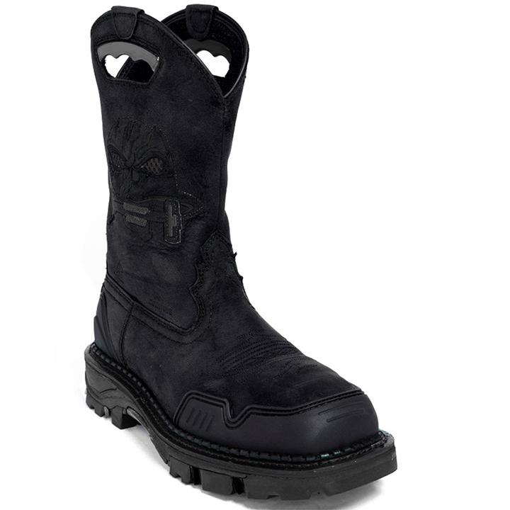 Men's Skull Embroidery Western Ankle Boots