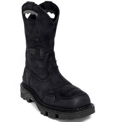 Men's Skull Embroidery Western Ankle Boots