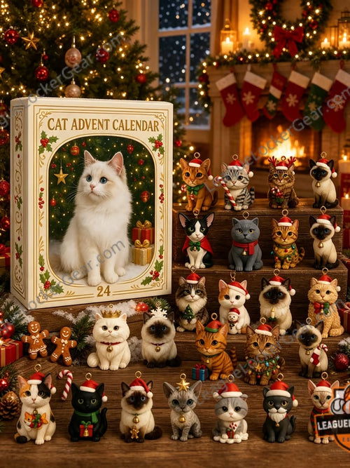 Cat Christmas Advent Calendar Ornaments