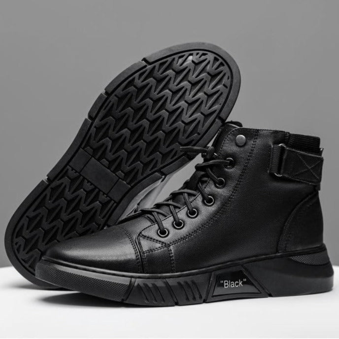 Men's Black Leather Solid Chelsea Boots