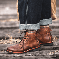 Mens Genuine Leather Waterproof Non-slip Arch Support Vintage Casual Chukka Boots