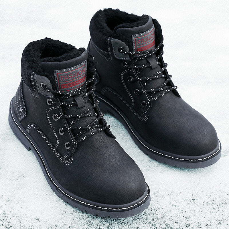 Men Outdoor Slip Resistant Warm Plush Lining Waterproof Snow Ankle Boots