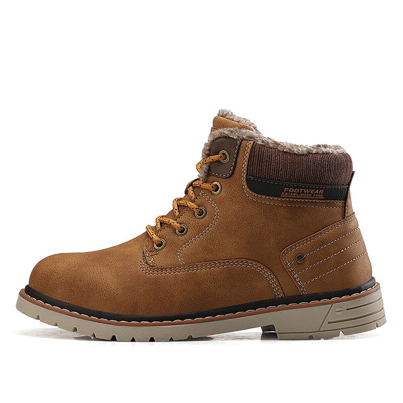 Men Outdoor Slip Resistant Warm Plush Lining Waterproof Snow Ankle Boots