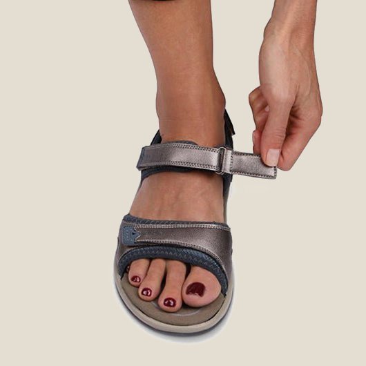 Last Day 49% OFF - Women's Casual Comfortable Leather Arch Support Flat Open Toe Velcro Sandals