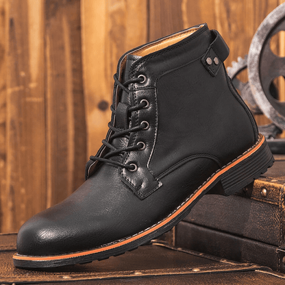 Mens Genuine Leather Waterproof Non-slip Arch Support Vintage Casual Chukka Boots