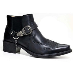 2022 Men's Ankle Boots With Thick Heel And Pointed Toe Belt Buckle