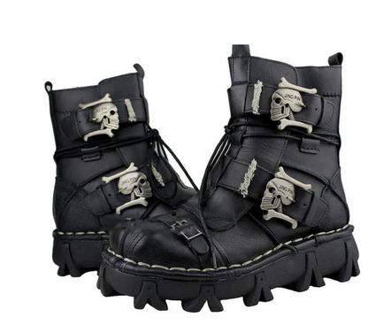 NEW HANDMADE SKULL LEATHER BOOTS