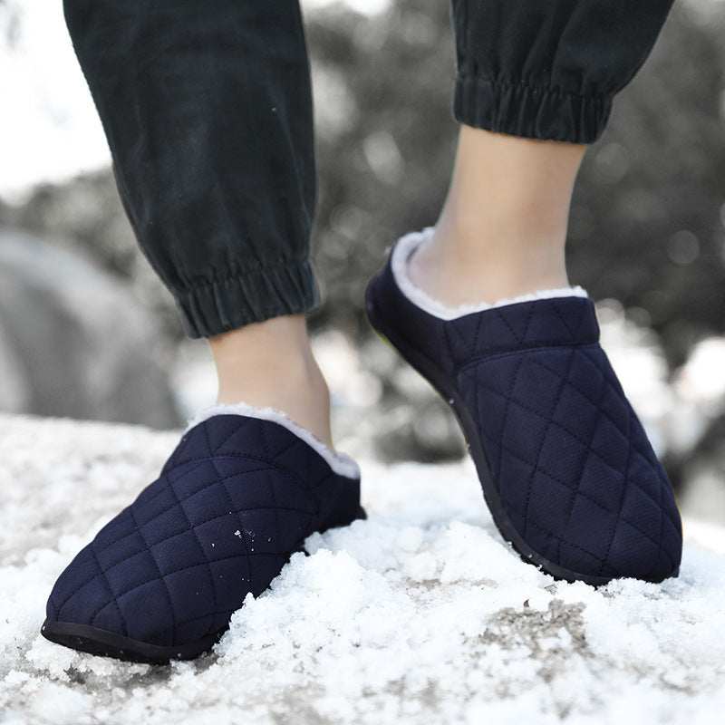 MEN'S FLEECE COMFORTABLE SOFT HALF DRAG CASUAL COTTON SHOES