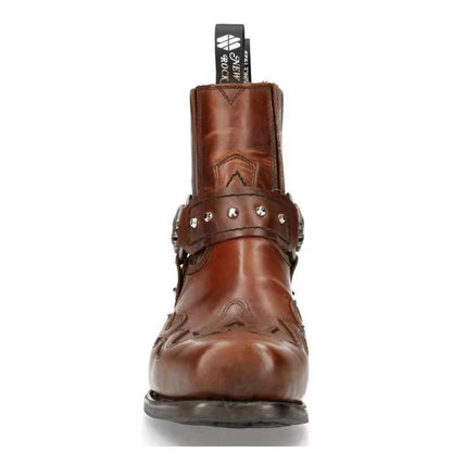 New Men's Ankle Boots With Embroidered Chunky Heel