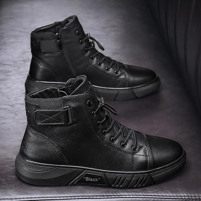 Men's Black Leather Solid Chelsea Boots