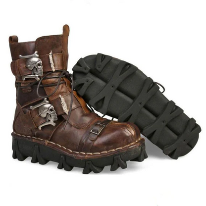 NEW HANDMADE SKULL LEATHER BOOTS