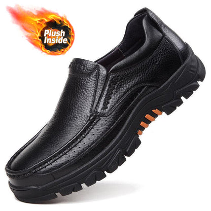 2022 Cow Leather Waterproof Comfy Non Slip Soft Slip On Casual Shoes