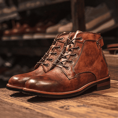 Mens Genuine Leather Waterproof Non-slip Arch Support Vintage Casual Chukka Boots