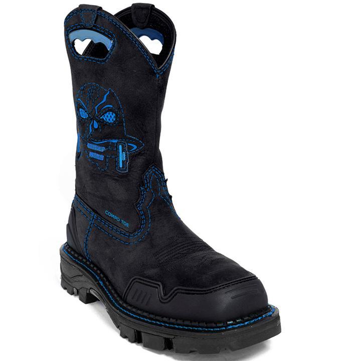 Men's Skull Embroidery Western Ankle Boots